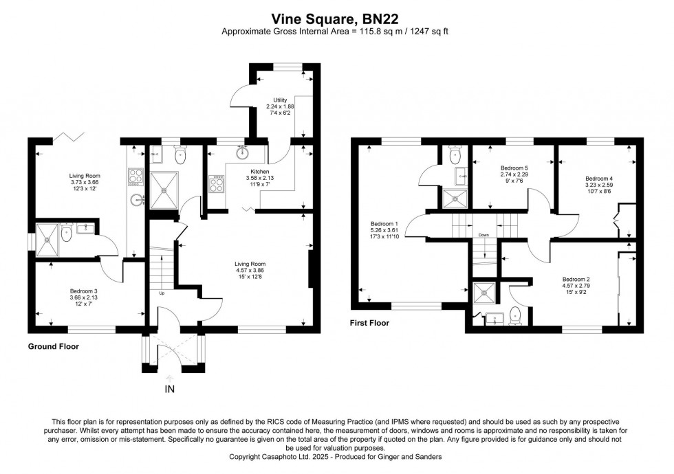 Floorplan for Vine Square, Eastbourne, BN22