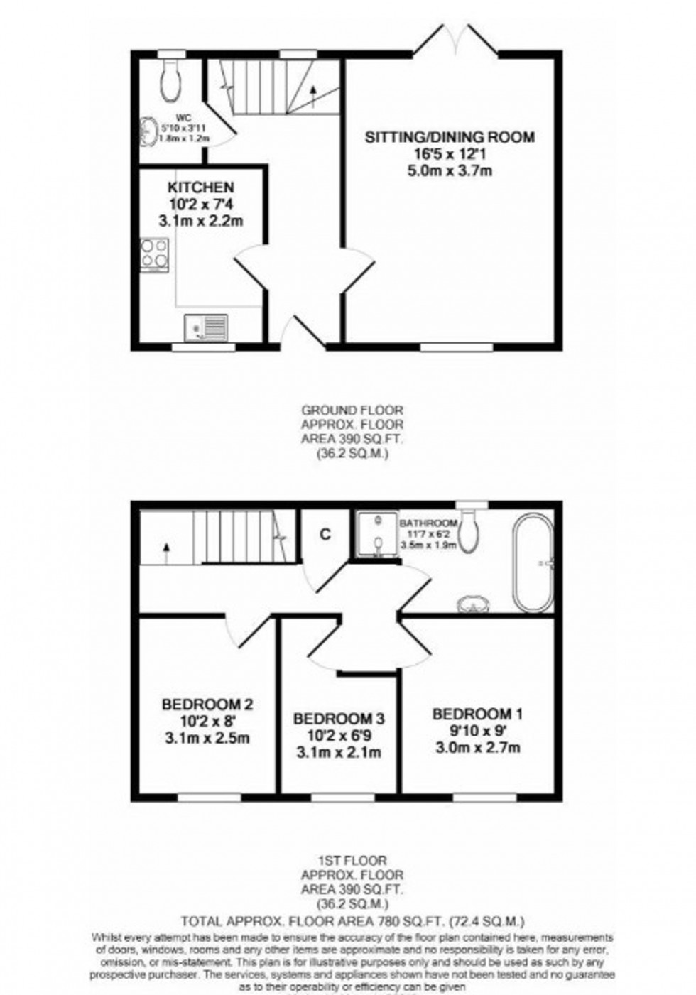 Floorplan for Upper Horsebridge, Hailsham, BN27