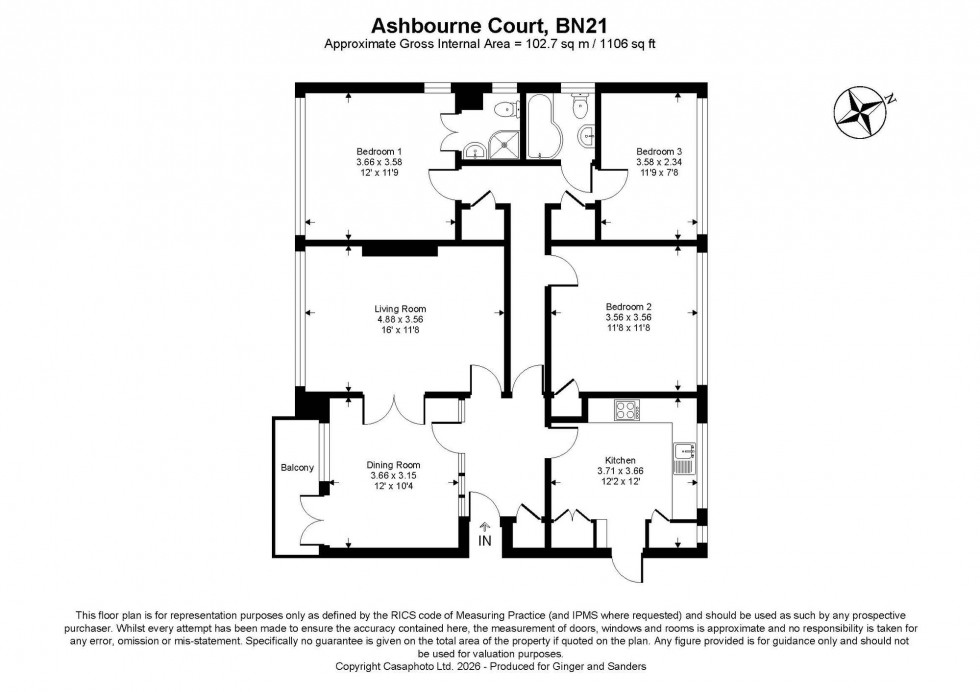 Floorplan for Burlington Place, Ashbourne Court Burlington Place, BN21